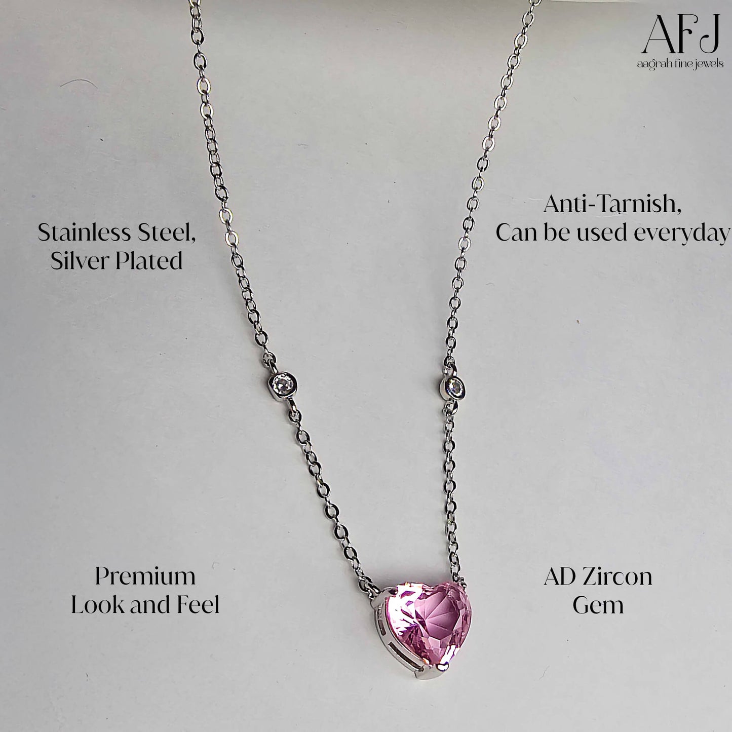 Celeste Blush Pink Heart Pendant Necklace