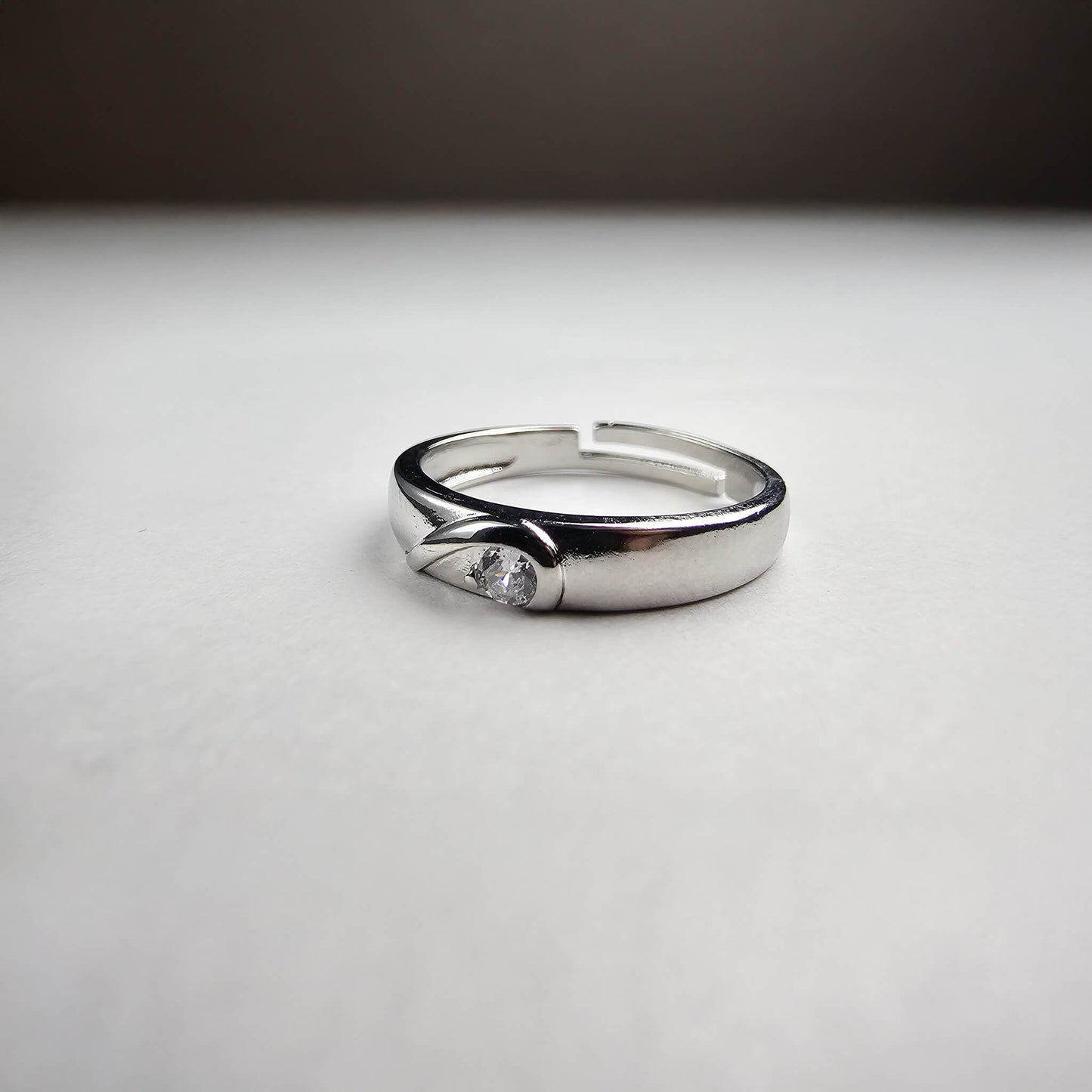 Silver-Plated Adjustable Heart Couple Rings