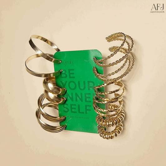 Gold-Plated Contemporary Hoop Earrings Set (Pack of 6)