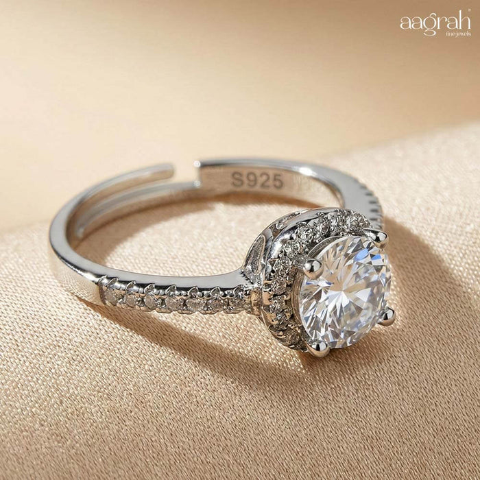 Celeste Halo Silver Plated Ring