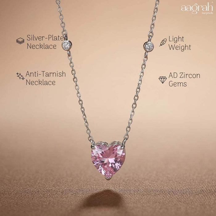 Celeste Blush Pink Heart Pendant Necklace
