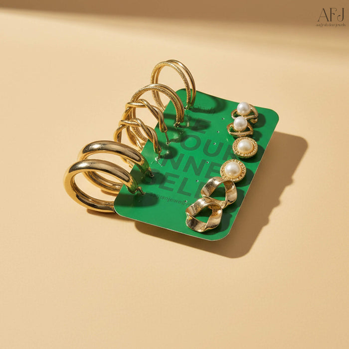 The Chic 6-Pair Gold Plated Earring Set
