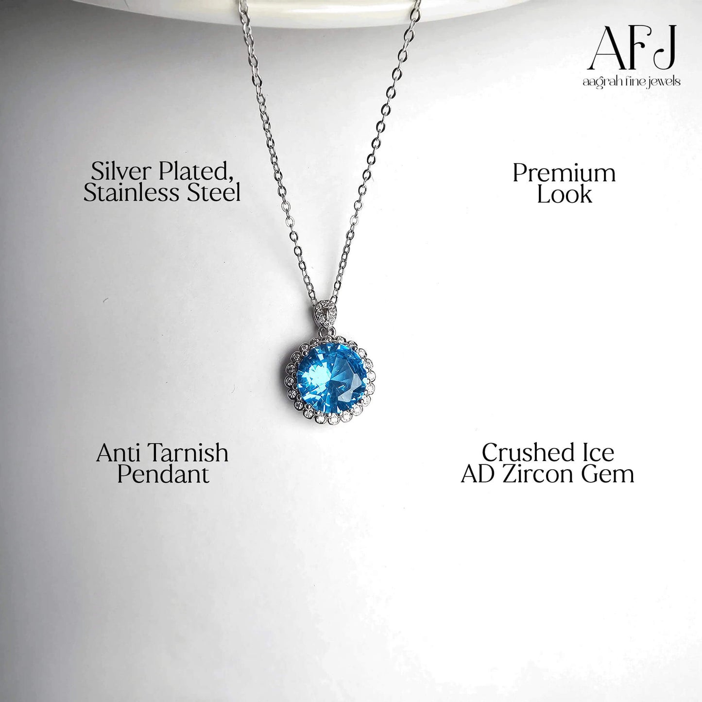 The Azure Glow Round Pendant Necklace