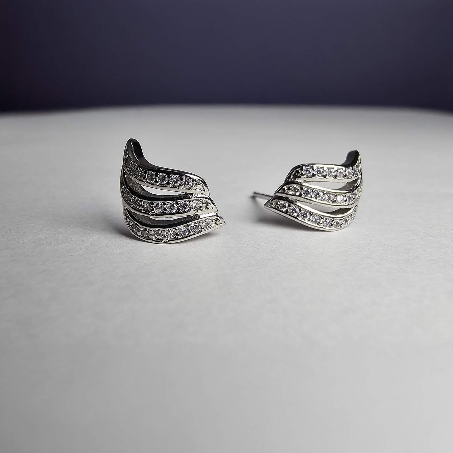 The Silver Wave Korean Stud Earrings