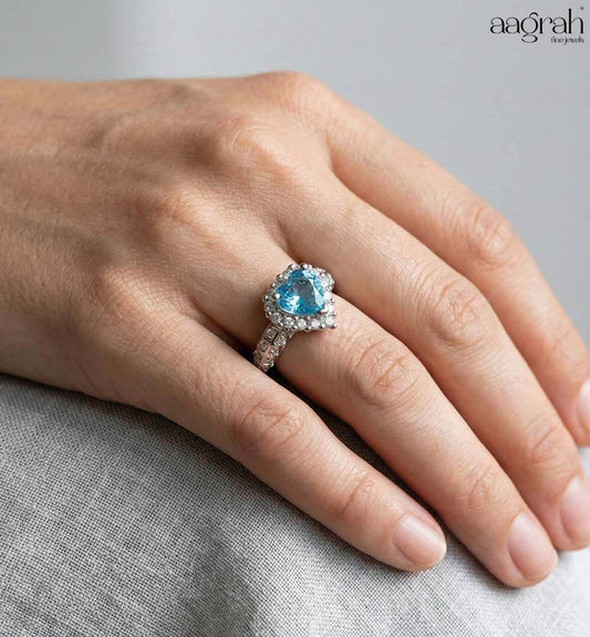 The Crystal Blue Heart Solitaire Ring