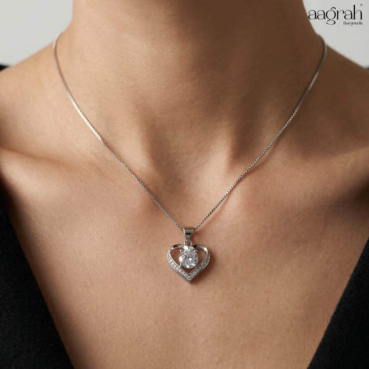 Luna Halo Heart Pendant Necklace