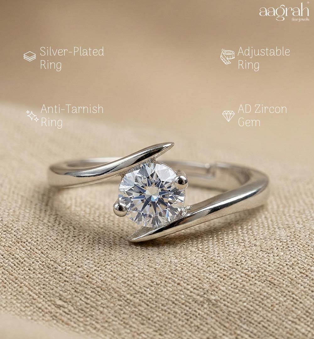 Aurora Silver-Plated Solitaire Ring