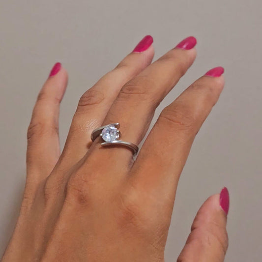 Aurora Silver-Plated Solitaire Ring