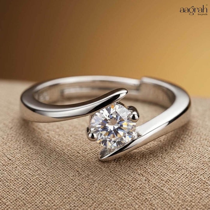 Aurora Silver-Plated Solitaire Ring