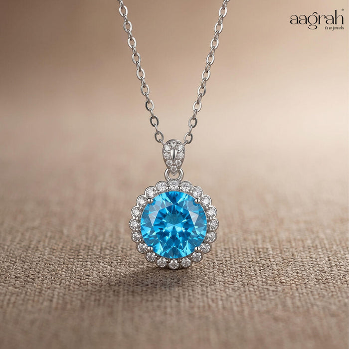 The Azure Glow Round Pendant Necklace