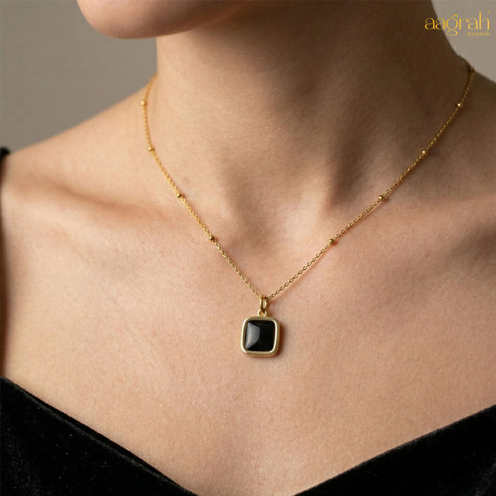 The Noir Luxe Geometric Pendant Necklace
