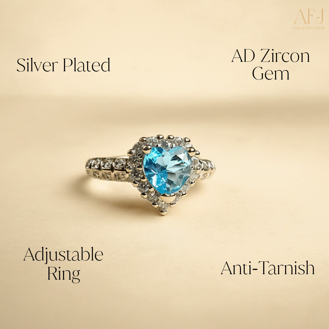 The Crystal Blue Heart Solitaire Ring