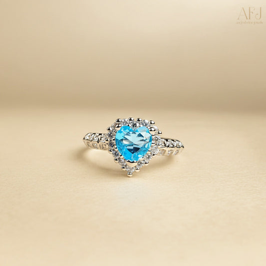 The Crystal Blue Heart Solitaire Ring