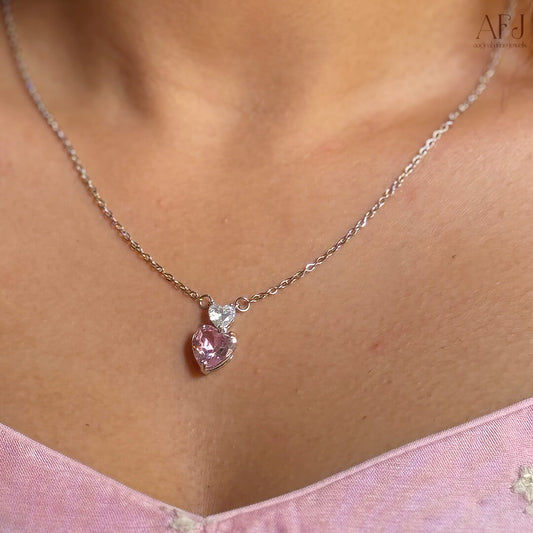 Blush Pink Heart Pendant Necklace