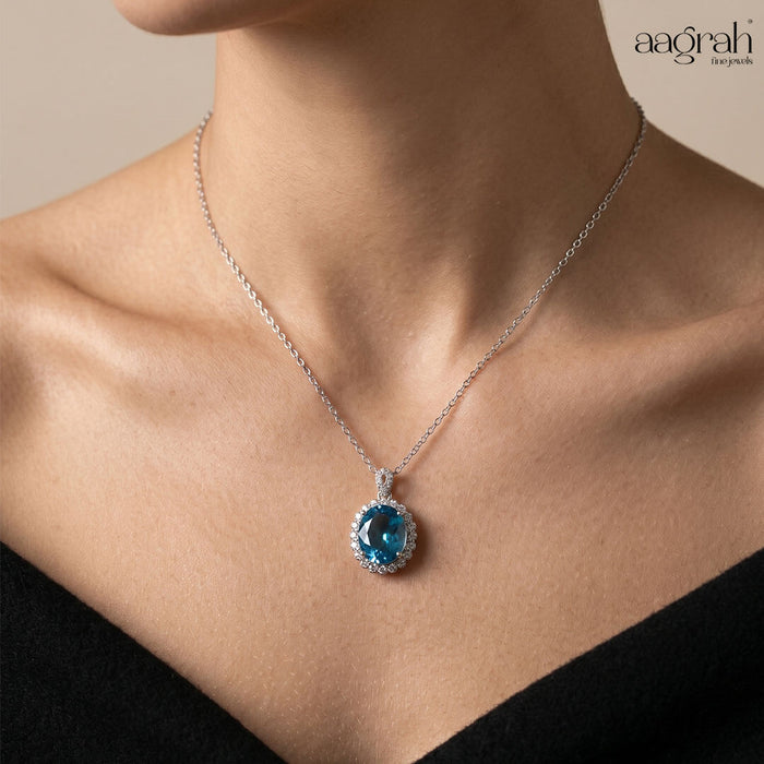 The Azure Glow Round Pendant Necklace