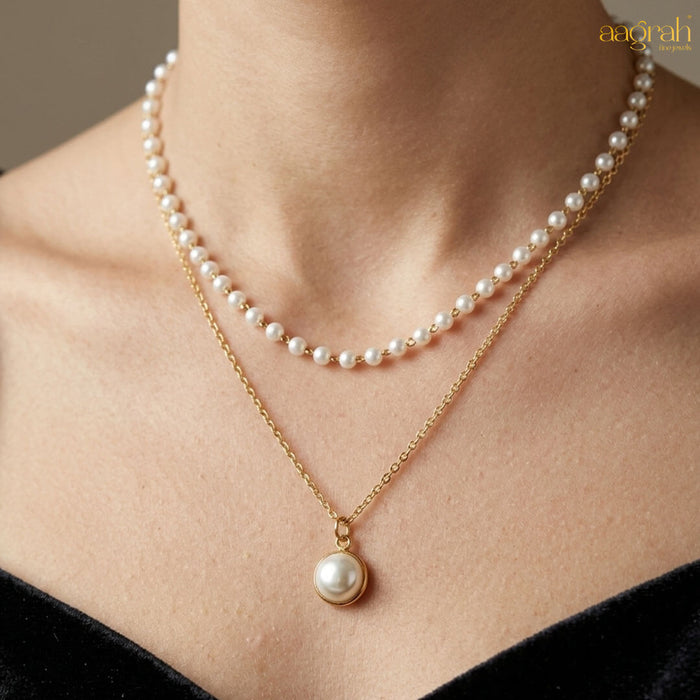 The Elegant Pearl Double Layer Necklace