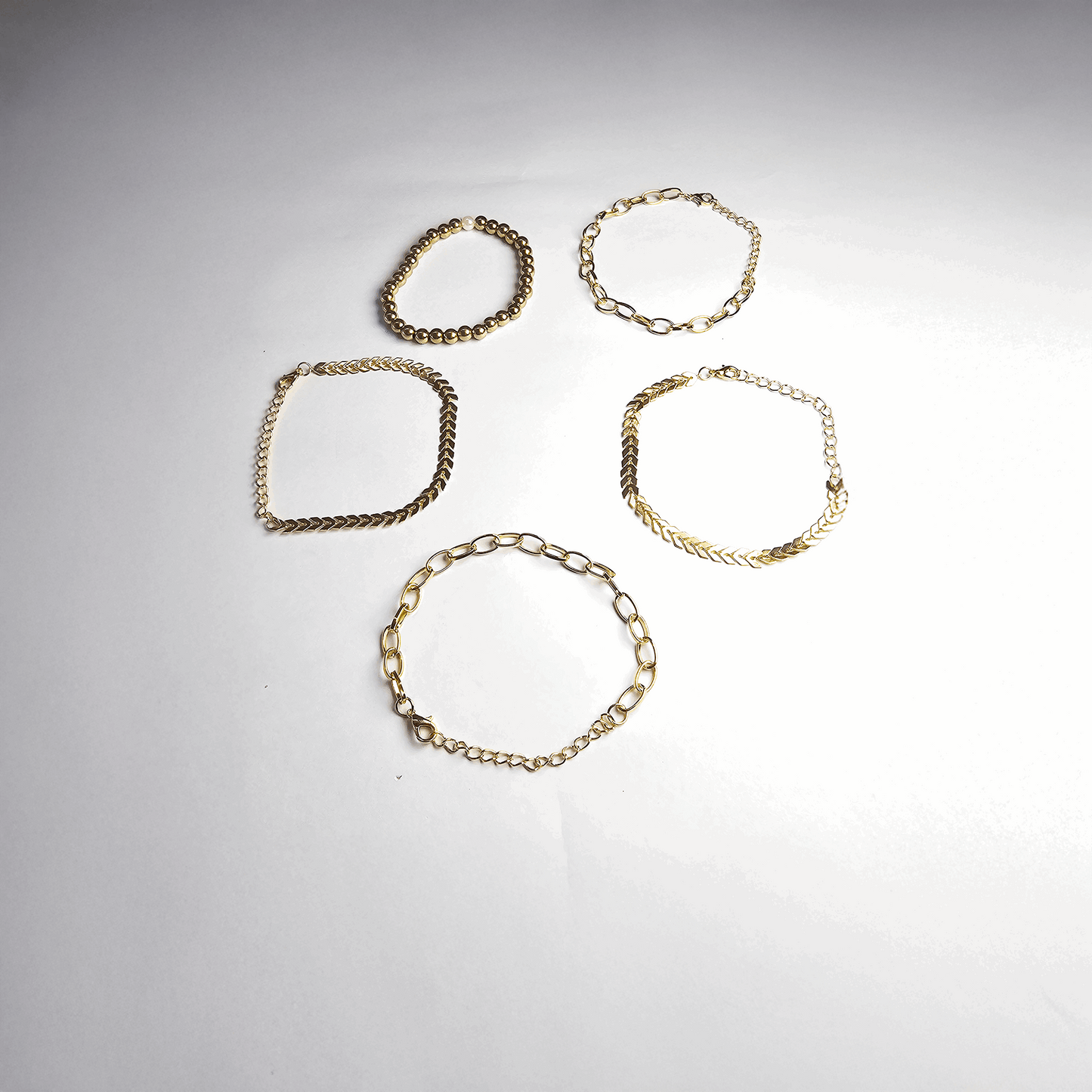 Gold-Plated Elegant Bracelet Set (Pack of 5) - Aagrah Jewels™