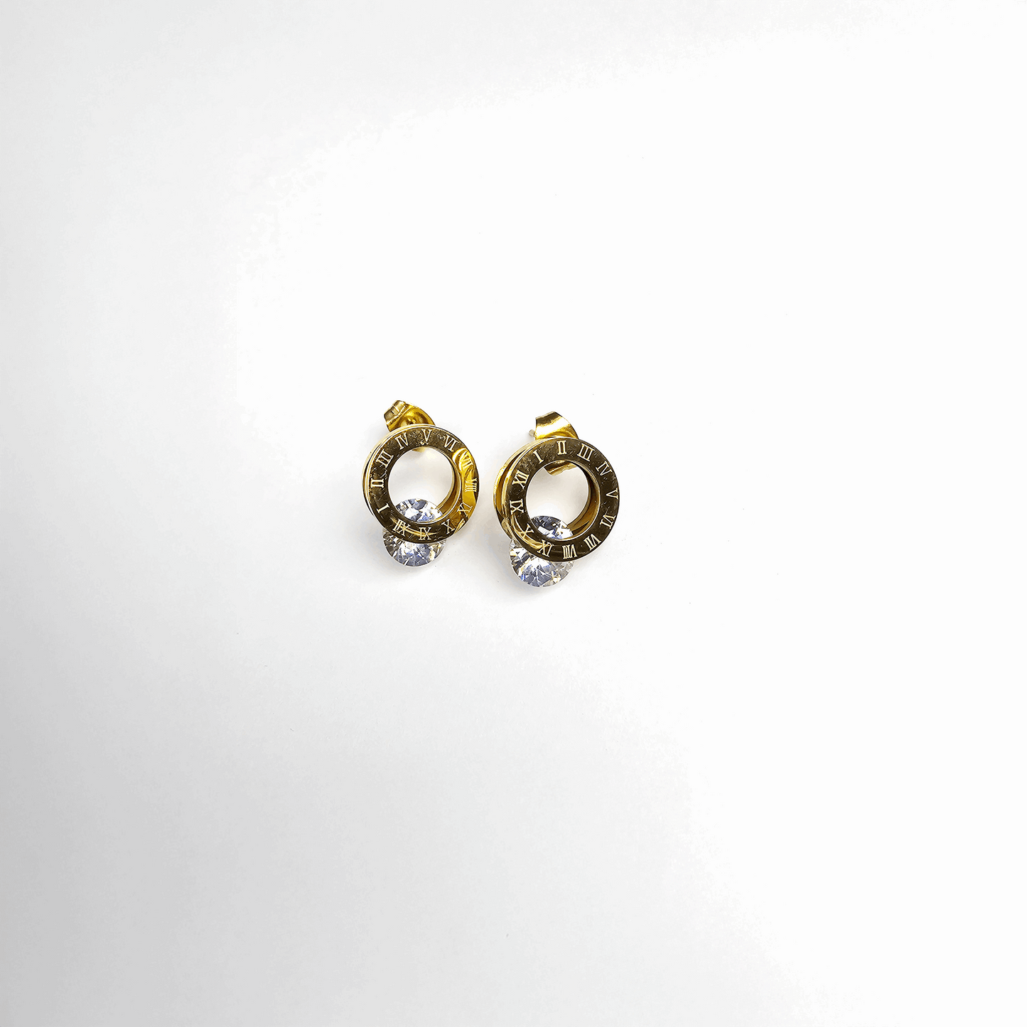 The Timeless Roman Numeral CZ Stud Earrings - Aagrah Jewels™