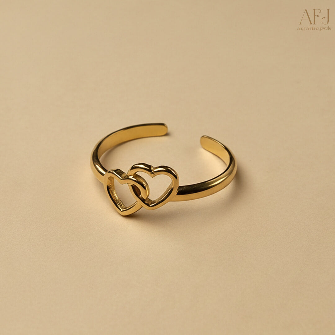The Duo Heart Adjustable Ring