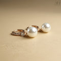 The Rose Gold Pearl Drop Hoop Earrings