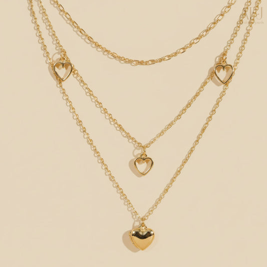 The Golden Hearts Layered Necklace