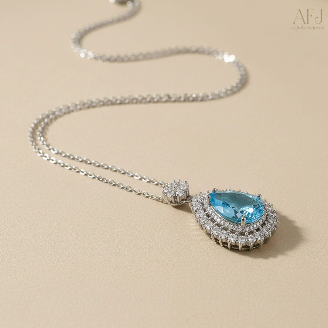 The Oceanic Teardrop Solitaire Pendant Necklace