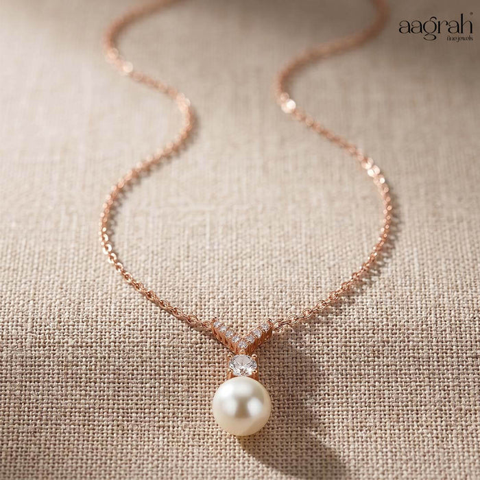 The Rose Gold Pearl & Diamond Pendant Necklace
