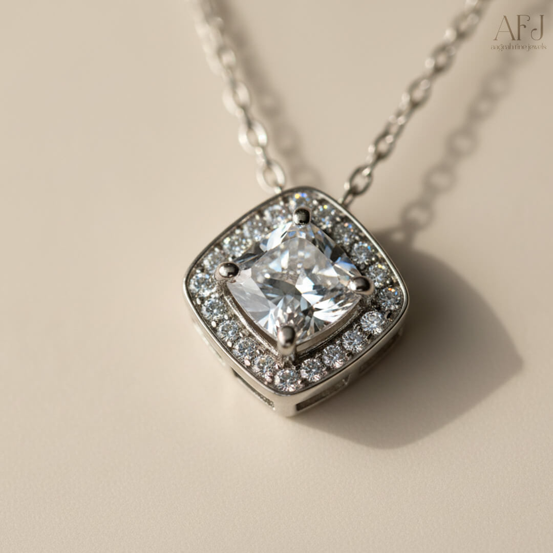 The Radiant Square Solitaire Pendant Necklace