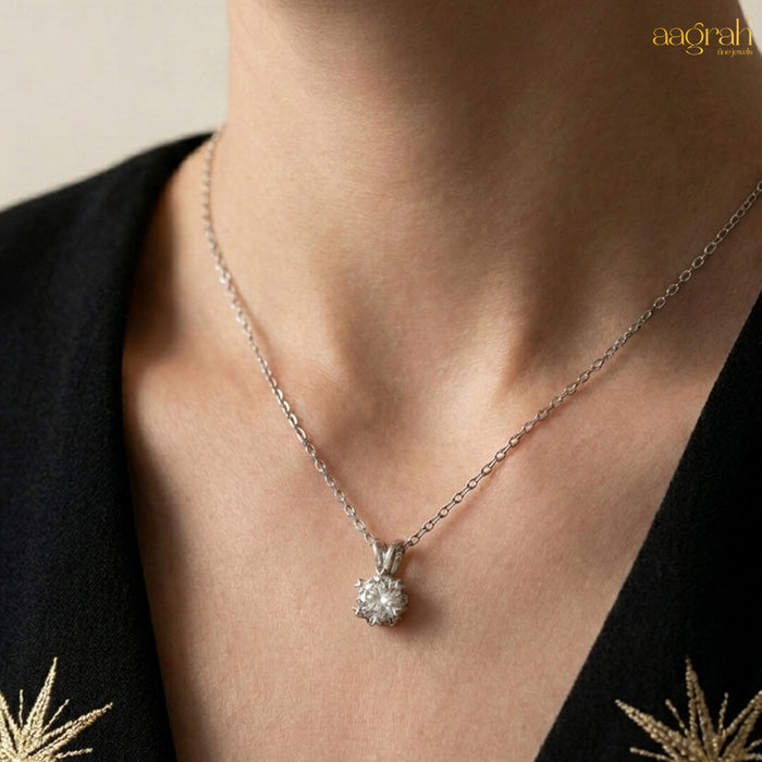 The Radiant Solitaire American Diamond Pendant Necklace