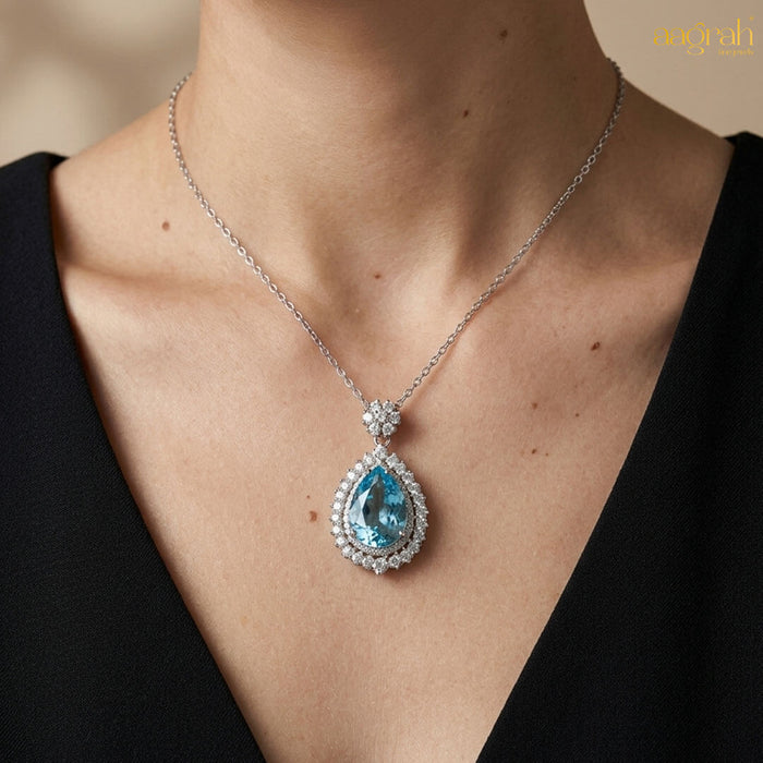 The Oceanic Teardrop Solitaire Pendant Necklace