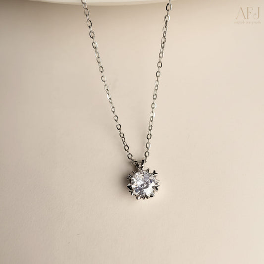 The Radiant Solitaire American Diamond Pendant Necklace