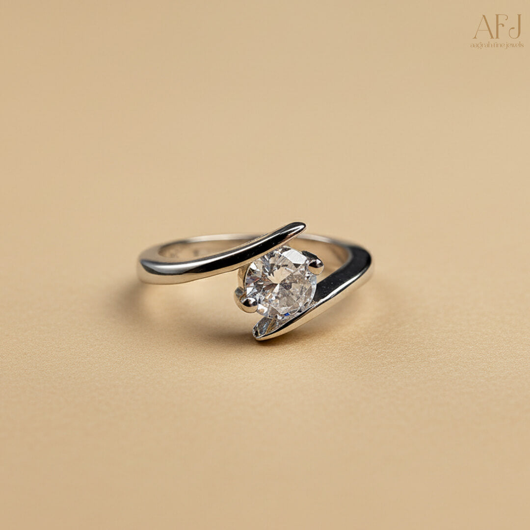 Aurora Silver-Plated Solitaire Ring