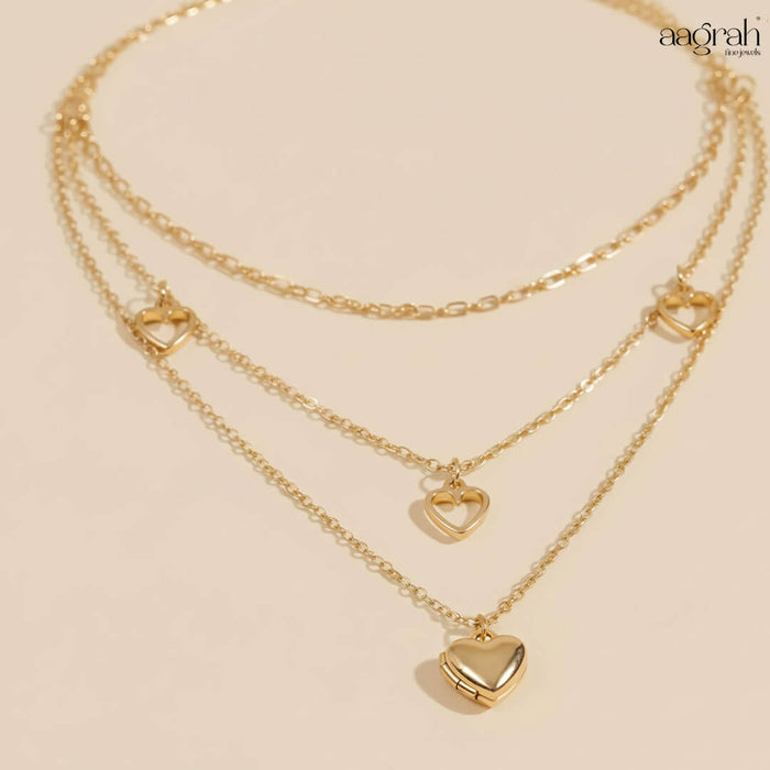 The Golden Hearts Layered Necklace