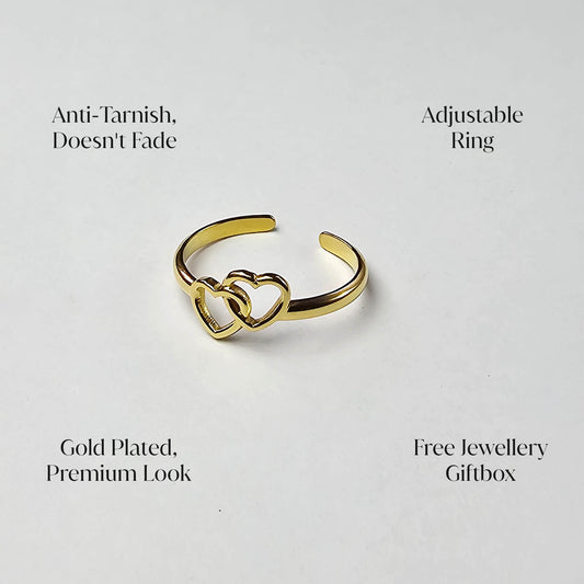 The Duo Heart Adjustable Ring