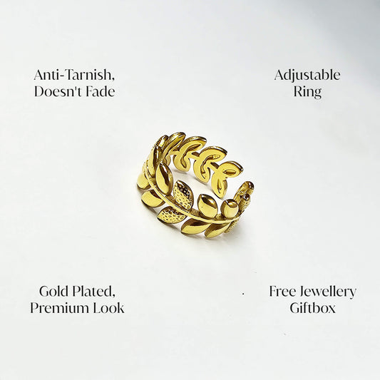 The Aurelia Leaf Adjustable Ring