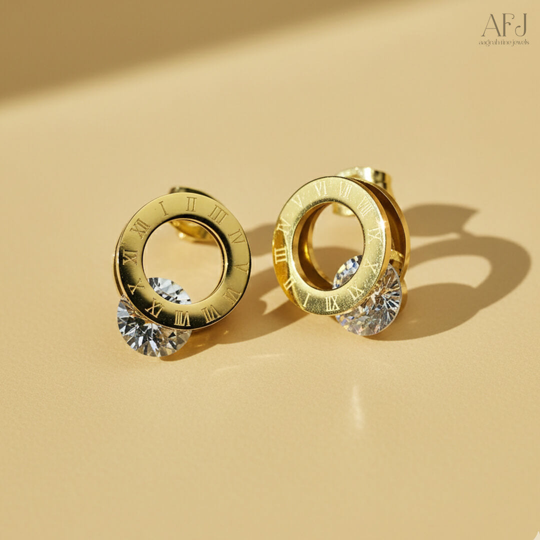 The Timeless Roman Numeral CZ Stud Earrings