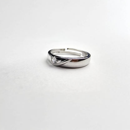 Silver-Plated Adjustable Heart Couple Rings