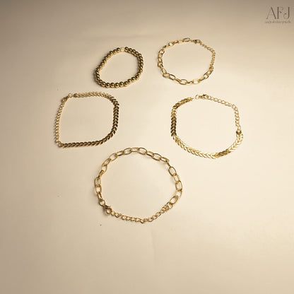 Gold-Plated Elegant Bracelet Set (Pack of 5)