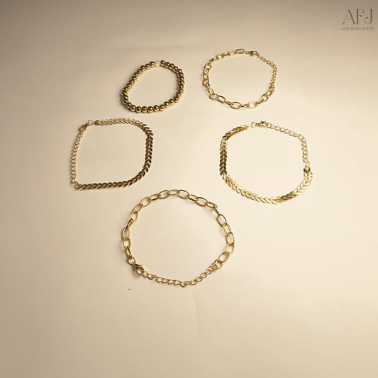 Gold-Plated Elegant Bracelet Set (Pack of 5)