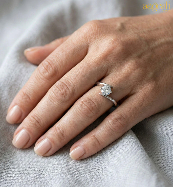 Aurora Silver-Plated Solitaire Ring