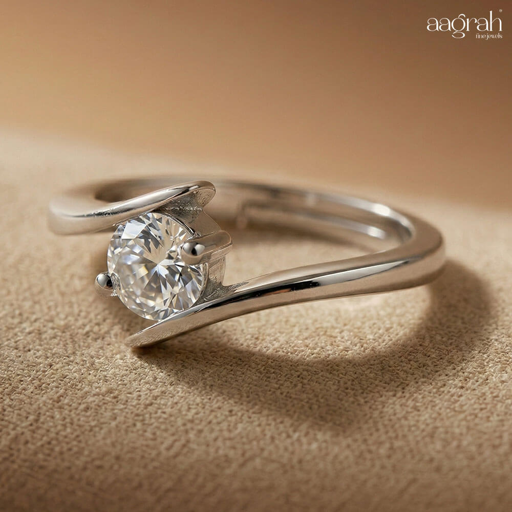 Aurora Silver-Plated Solitaire Ring