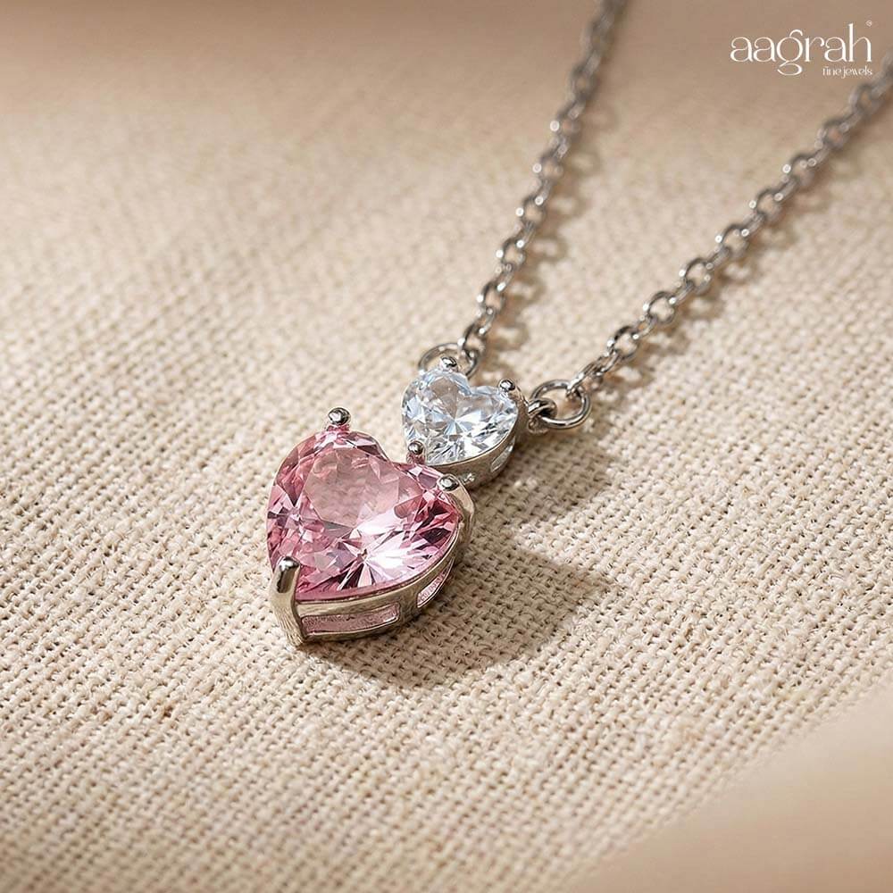 Blush Pink Heart Pendant Necklace