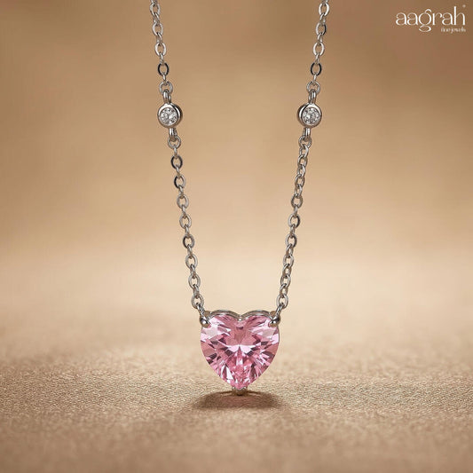 Celeste Blush Pink Heart Pendant Necklace