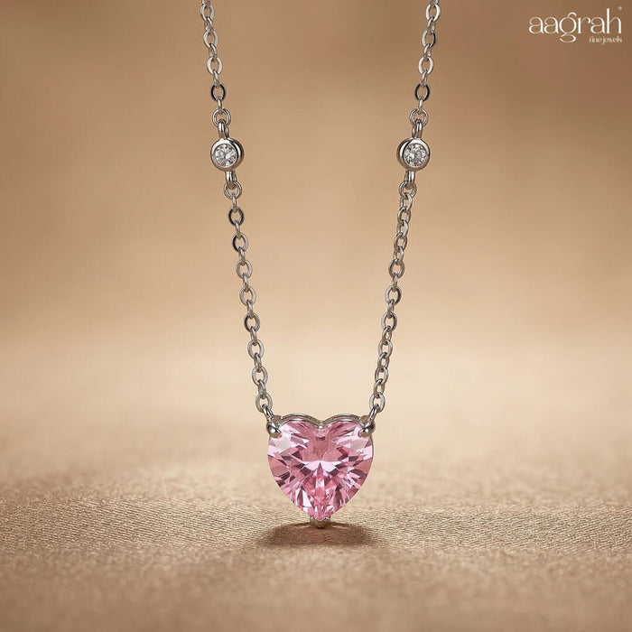 Celeste Blush Pink Heart Pendant Necklace