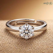 Clara Solitaire Silver-Plated Adjustable Ring