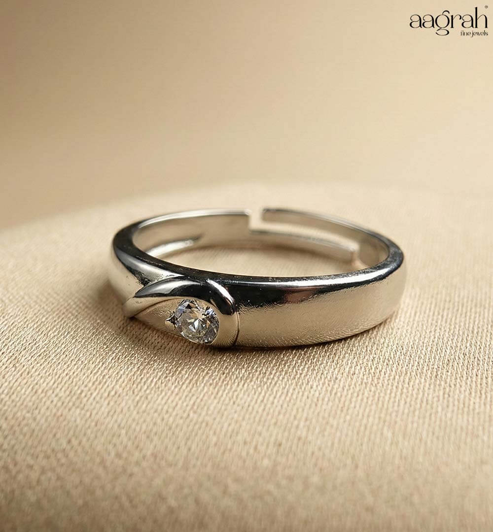 Silver-Plated Adjustable Heart Couple Rings