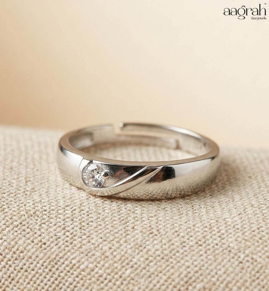 Silver-Plated Adjustable Heart Couple Rings