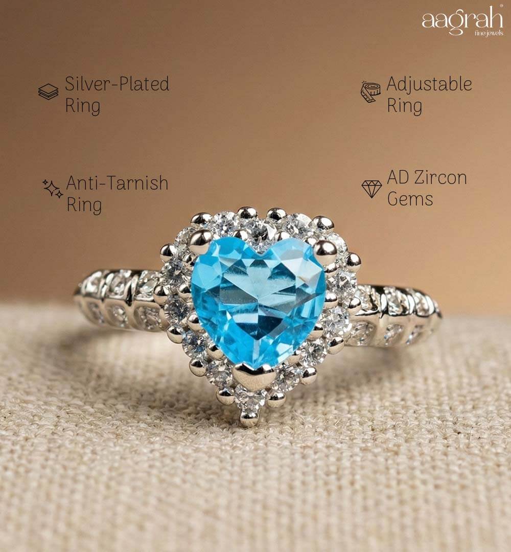The Crystal Blue Heart Solitaire Ring
