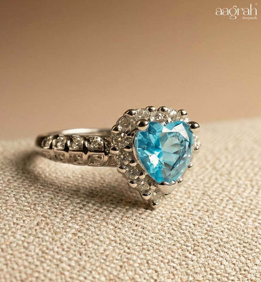 The Crystal Blue Heart Solitaire Ring