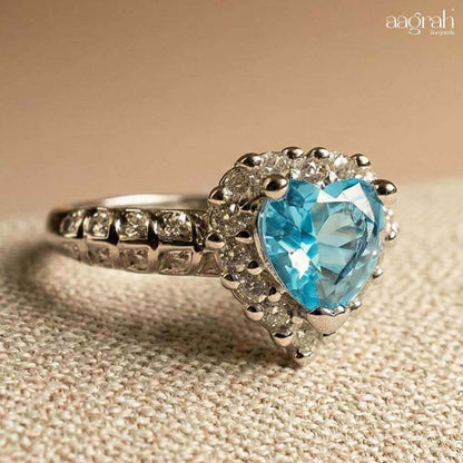 The Crystal Blue Heart Solitaire Ring